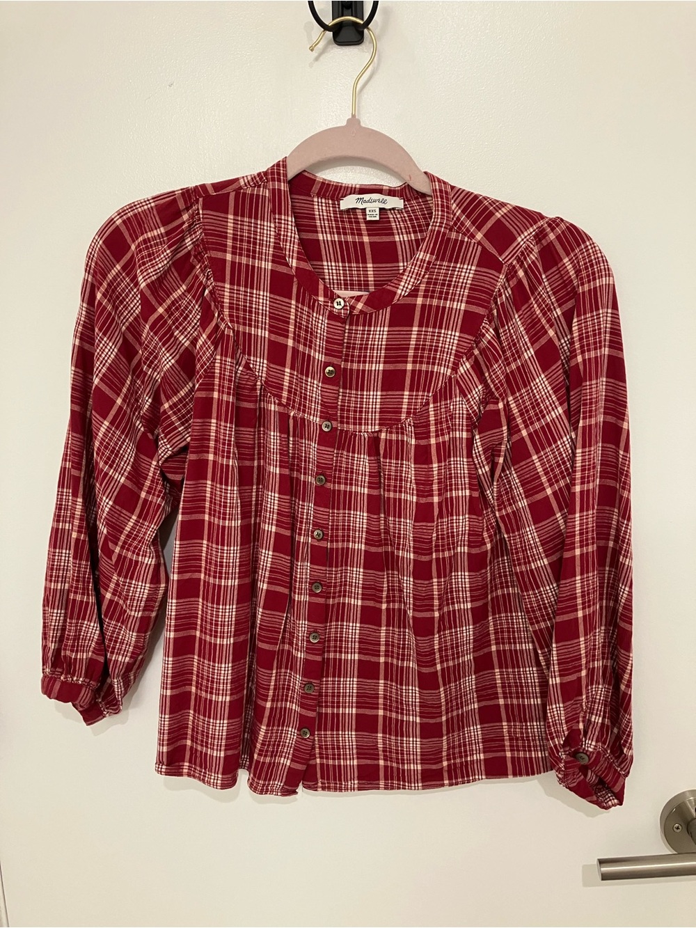 Madewell flowy cotton plaid top